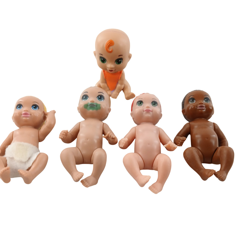 Lot of 5 VTG Mattel Mini Baby Dolls Mixed Figures Plastic Toy Collection Set